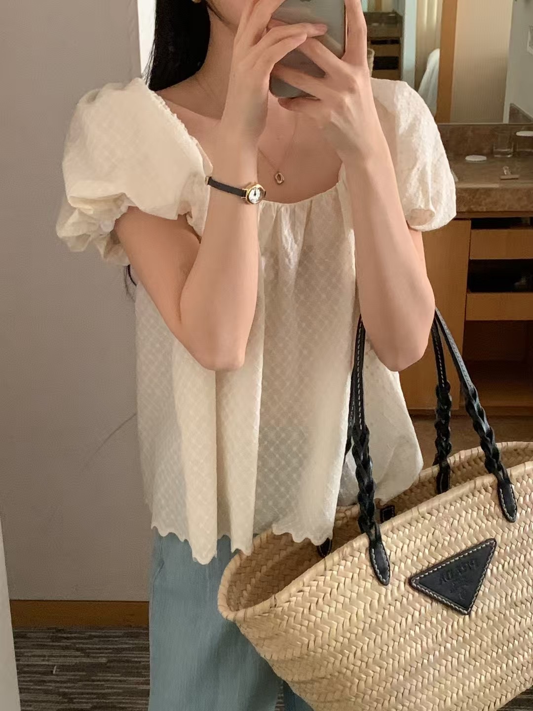 RENOUVEAU直郵韓國代購㊣女裝新品25春夏熱賣人氣襯衫蕾絲衫RENOUVEAU襯衫/蕾絲衫