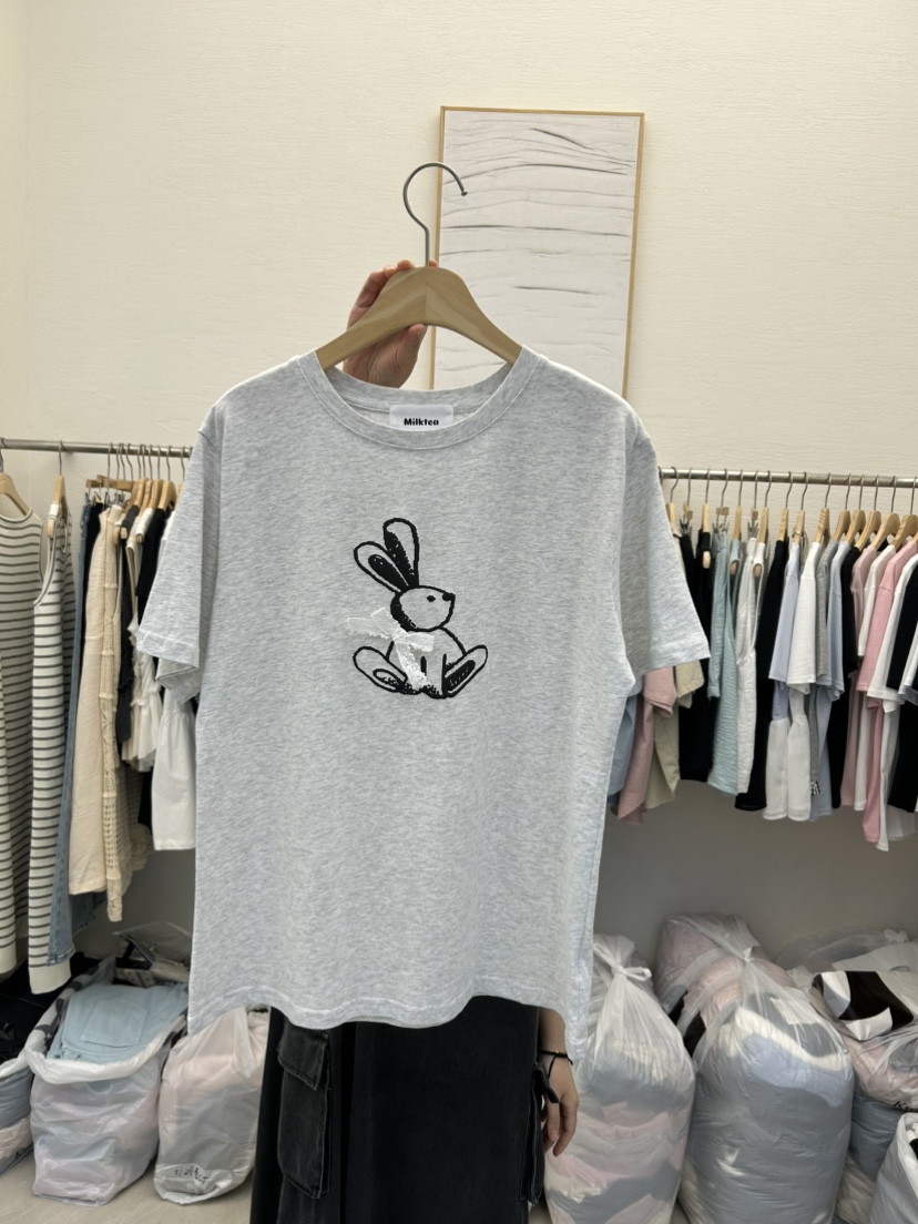 MILK TEA直郵韓國代購㊣女裝新款推薦熱賣時尚休閑25春夏T恤RE:FRESHT恤圖色2