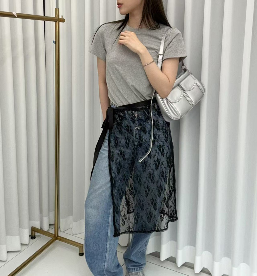 JMIND直郵韓國代購㊣女裝新品人氣休閑半身裙中短裙裹身裙蕾絲JMIND半身裙/中短裙圖色2