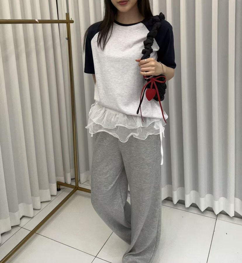 JMIND韓國㊣直郵東大門代購女裝新款25春夏時尚熱賣休閑褲蕾絲JMIND休閑褲圖色2