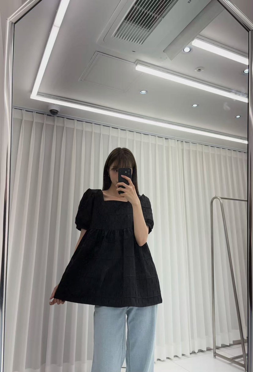 JMIND韓國㊣直郵東大門代購女裝新品熱賣25春夏襯衫蕾絲衫泡泡袖JMIND襯衫/蕾絲衫