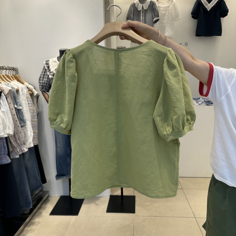 2nd B-S直郵韓國代購㊣女裝新品熱賣25春夏襯衫蕾絲衫亞麻2nd B-S襯衫/蕾絲衫