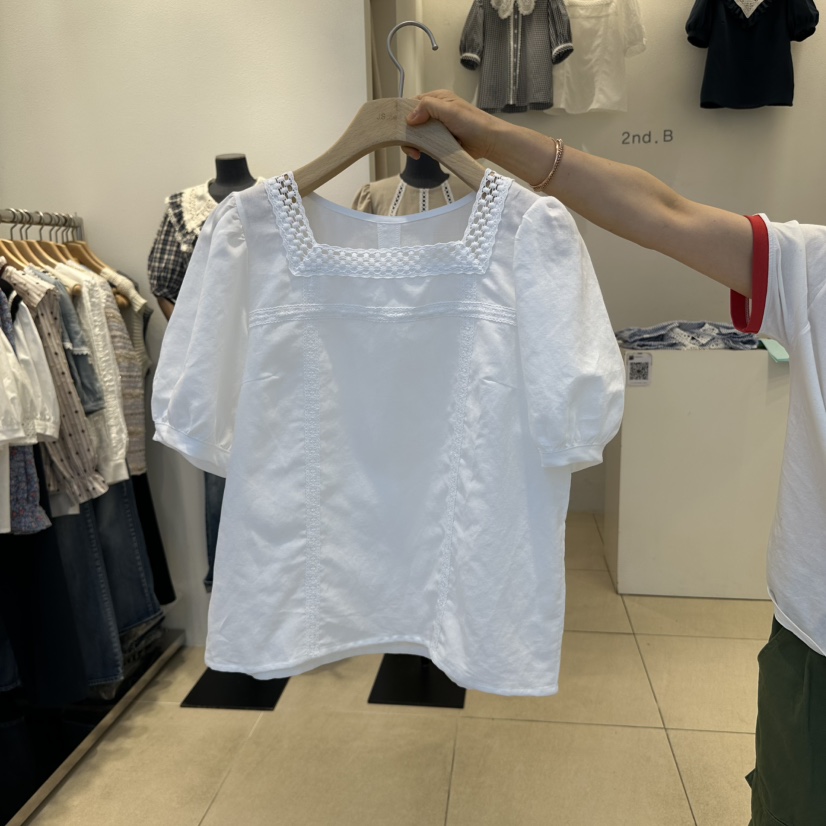 2nd B-S直郵韓國代購㊣女裝新品熱賣25春夏襯衫蕾絲衫亞麻2nd B-S襯衫/蕾絲衫