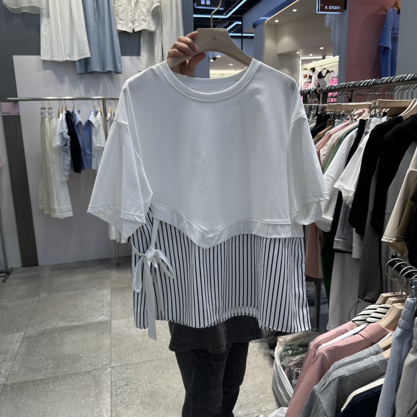 BLOOM韓國㊣直郵東大門代購女裝新品熱賣25春夏人氣T恤條紋BLOOM-QT恤