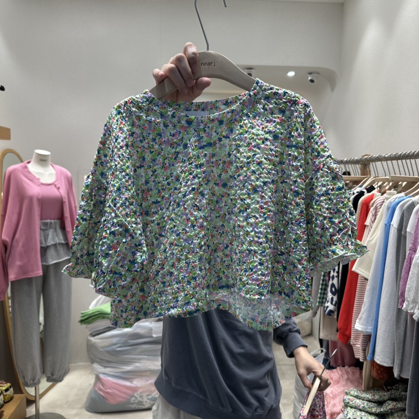 NEAR直郵韓國代購㊣女裝新品熱賣人氣25春夏襯衫蕾絲衫短款NEAR襯衫/蕾絲衫圖色2