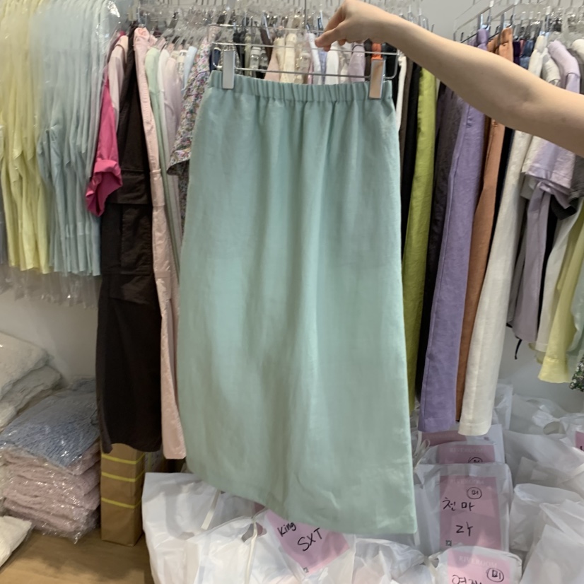 RIVEROOM韓國直郵㊣東大門實拍女裝新款人氣半身裙中短裙亞麻RIVEROOM半身裙/中短裙圖色8
