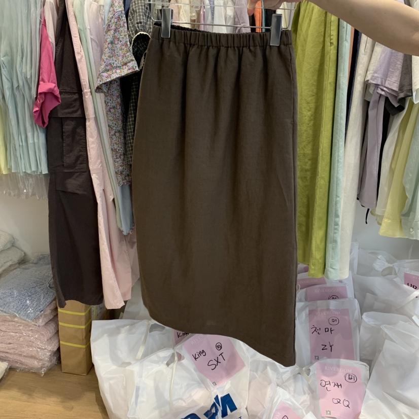 RIVEROOM韓國直郵㊣東大門實拍女裝新款人氣半身裙中短裙亞麻RIVEROOM半身裙/中短裙圖色10