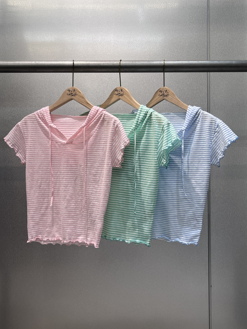 VARY COON直郵韓國代購㊣女裝新品人氣熱賣休閑25春夏T恤連帽GVR-VARY COONT恤