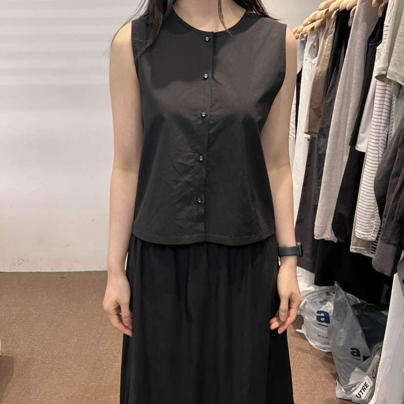 OBJECT韓國㊣直郵東大門代購女裝新款時尚吊帶背心天絲紐扣OBJECT吊帶/背心圖色2