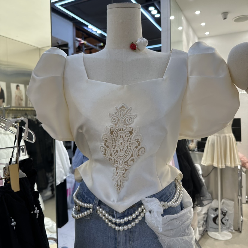 CHARLES THE SECOND韓國直郵㊣女裝新款人氣休閑襯衫蕾絲衫CHARLES THE SECOND/CHEAP-CHIC襯衫/蕾絲衫