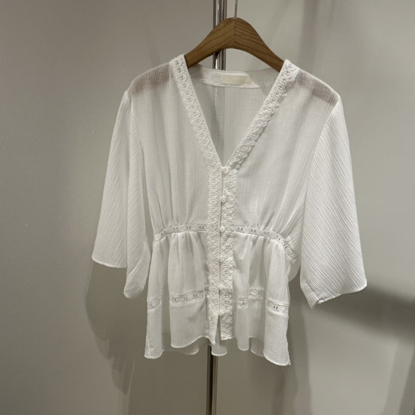 ART IS OVER直郵韓國代購㊣女裝新品25春夏休閑襯衫蕾絲衫ART IS OVER襯衫/蕾絲衫圖色2