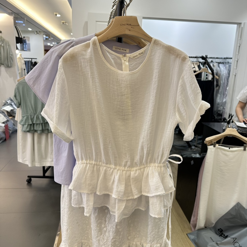 LONG PEAK直郵韓國代購㊣女裝新品25春夏熱賣時尚襯衫蕾絲衫LONG PEAK襯衫/蕾絲衫