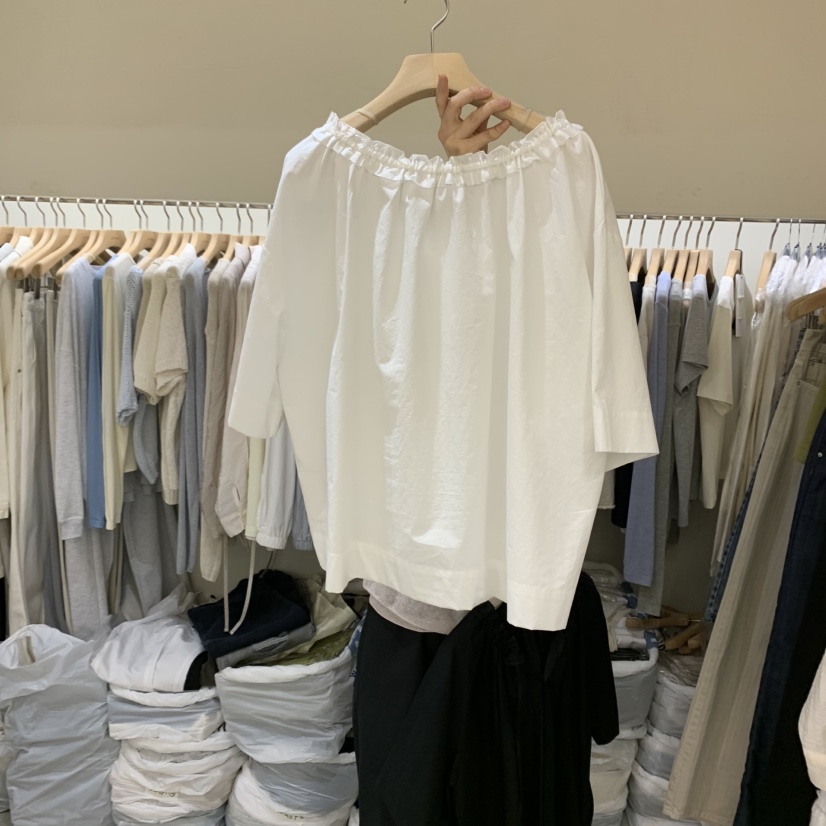 OP PER直郵韓國代購㊣女裝新品25春夏人氣推薦襯衫蕾絲衫V領OPPER-simplebeige襯衫/蕾絲衫