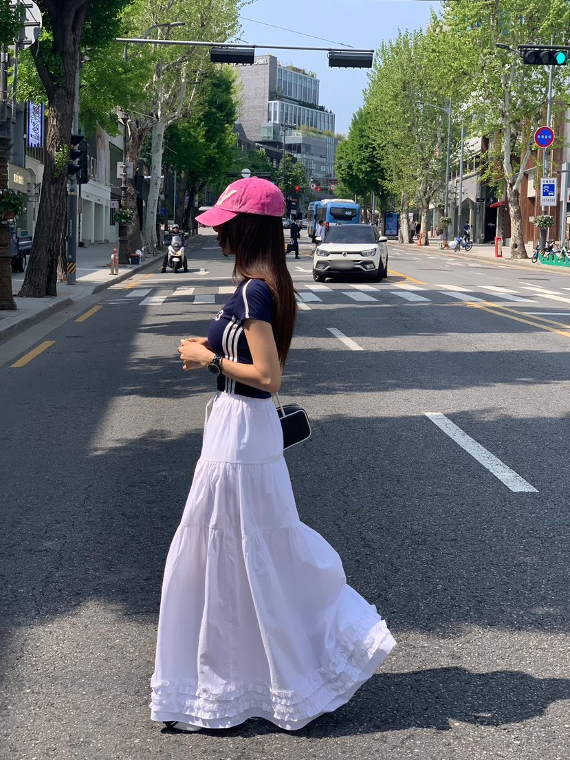 REVE CITE-L韓國直郵女裝新品休閑人氣時尚推薦長裙荷葉邊REVE CITE長裙