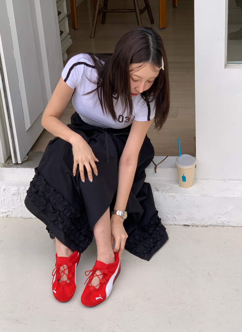 REVE CITE-L韓國直郵女裝新品休閑人氣時尚推薦長裙荷葉邊REVE CITE長裙