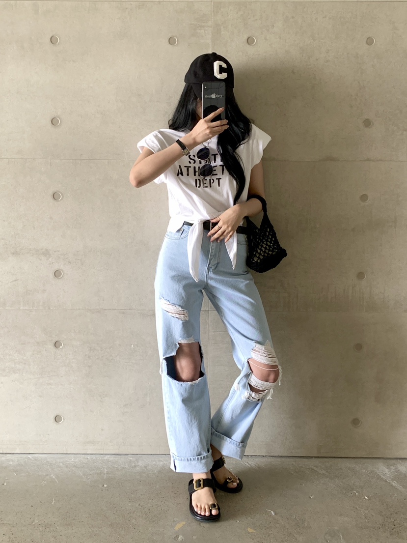 DAVICHI韓國直郵女士新品熱賣職業真品休閑牛仔褲含隨機腰帶DAVICHI牛仔褲