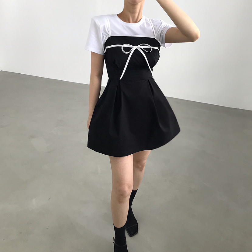 2TWO MOON東大門直郵女士新款人氣時尚推薦25春夏連衣裙蝴蝶結2TWO MOON連衣裙