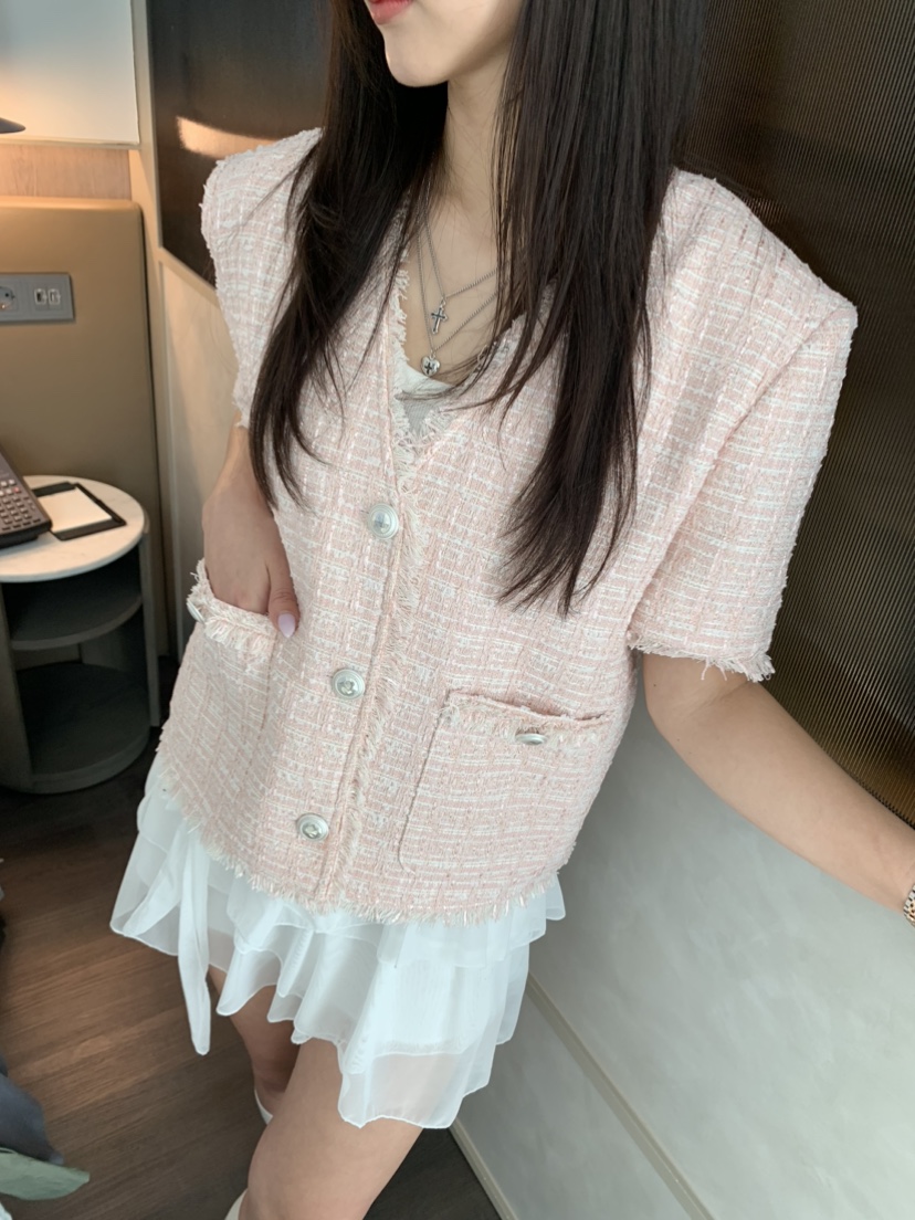 BADCALM韓國直郵女裝新款休閑職業人氣25春夏真品夾克粗花呢BADCALM夾克