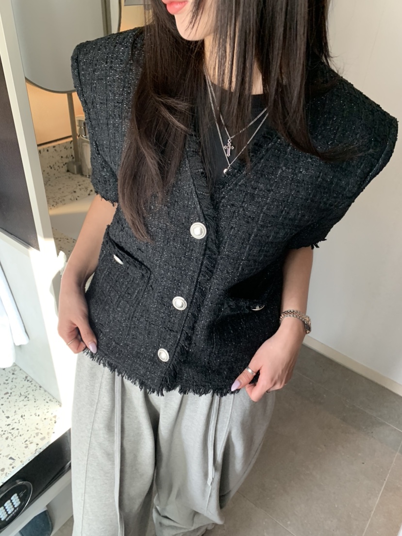 BADCALM韓國直郵女裝新款休閑職業人氣25春夏真品夾克粗花呢BADCALM夾克