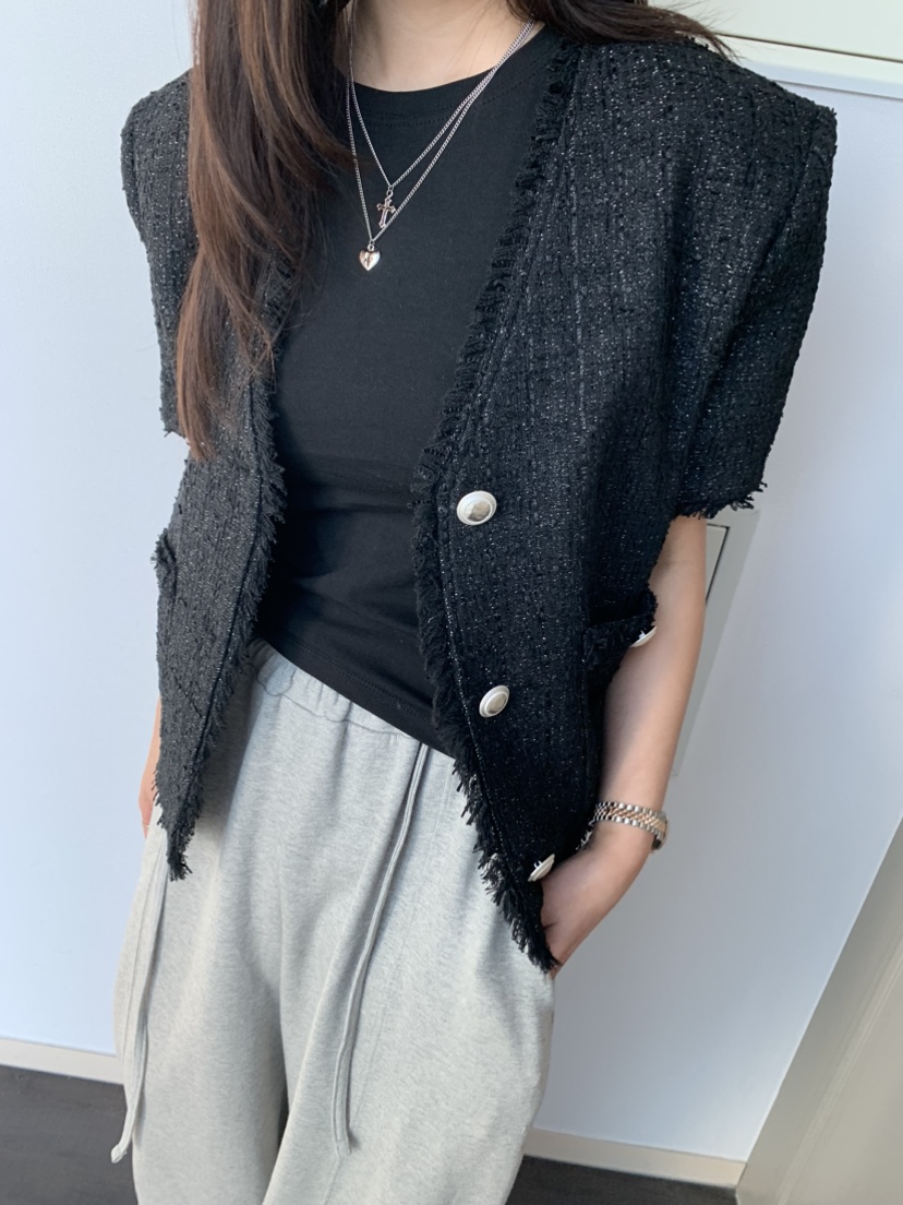 BADCALM韓國直郵女裝新款休閑職業人氣25春夏真品夾克粗花呢BADCALM夾克