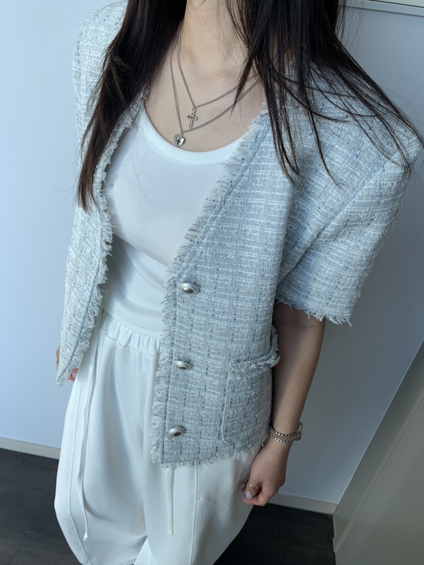 BADCALM韓國直郵女裝新款休閑職業人氣25春夏真品夾克粗花呢BADCALM夾克