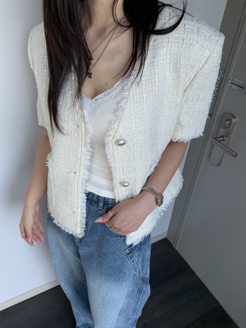 BADCALM韓國直郵女裝新款休閑職業人氣25春夏真品夾克粗花呢BADCALM夾克
