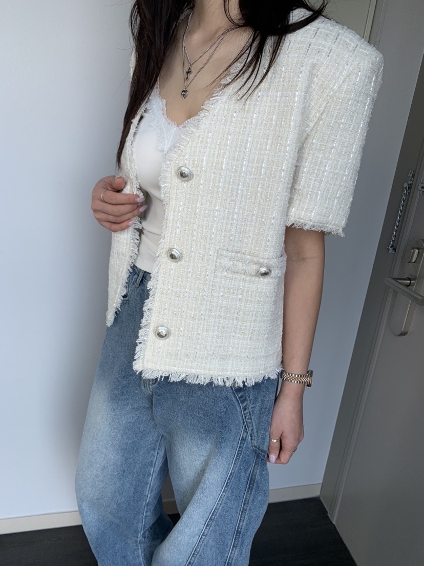 BADCALM韓國直郵女裝新款休閑職業人氣25春夏真品夾克粗花呢BADCALM夾克