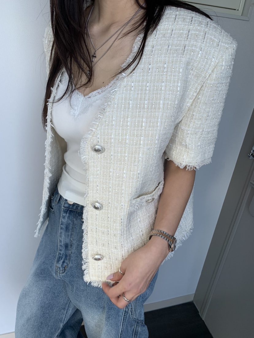 BADCALM韓國直郵女裝新款休閑職業人氣25春夏真品夾克粗花呢BADCALM夾克