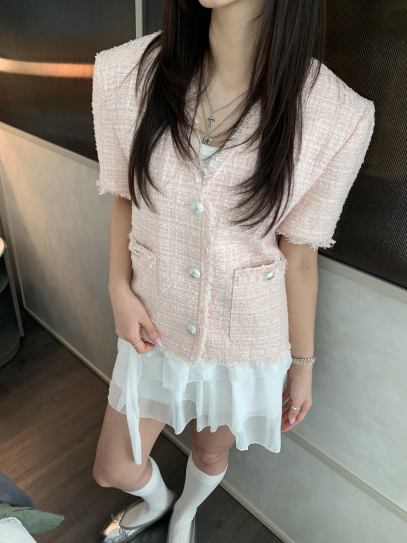 BADCALM韓國直郵女裝新款休閑職業人氣25春夏真品夾克粗花呢BADCALM夾克圖色2