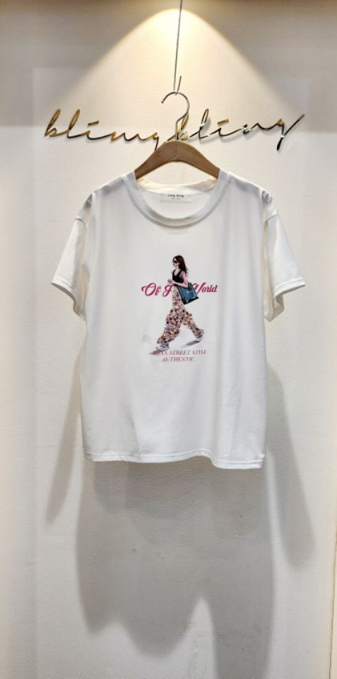 RICO韓國直郵女裝新品推薦真品職業人氣熱賣時尚休閑25春夏T恤bling bling/RICOT恤圖色1