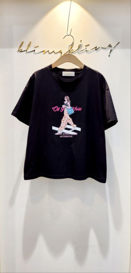 RICO韓國直郵女裝新品推薦真品職業人氣熱賣時尚休閑25春夏T恤bling bling/RICOT恤圖色2