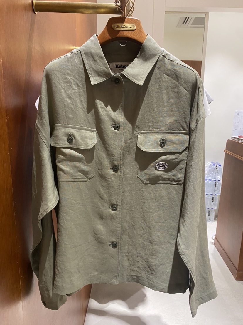 HEBON東大門代購女士新品25春夏職業時尚襯衫蕾絲衫口袋亞麻HEBON襯衫/蕾絲衫圖色2