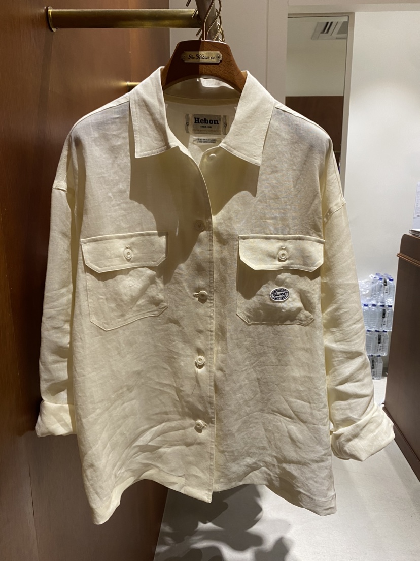 HEBON東大門代購女士新品25春夏職業時尚襯衫蕾絲衫口袋亞麻HEBON襯衫/蕾絲衫圖色3