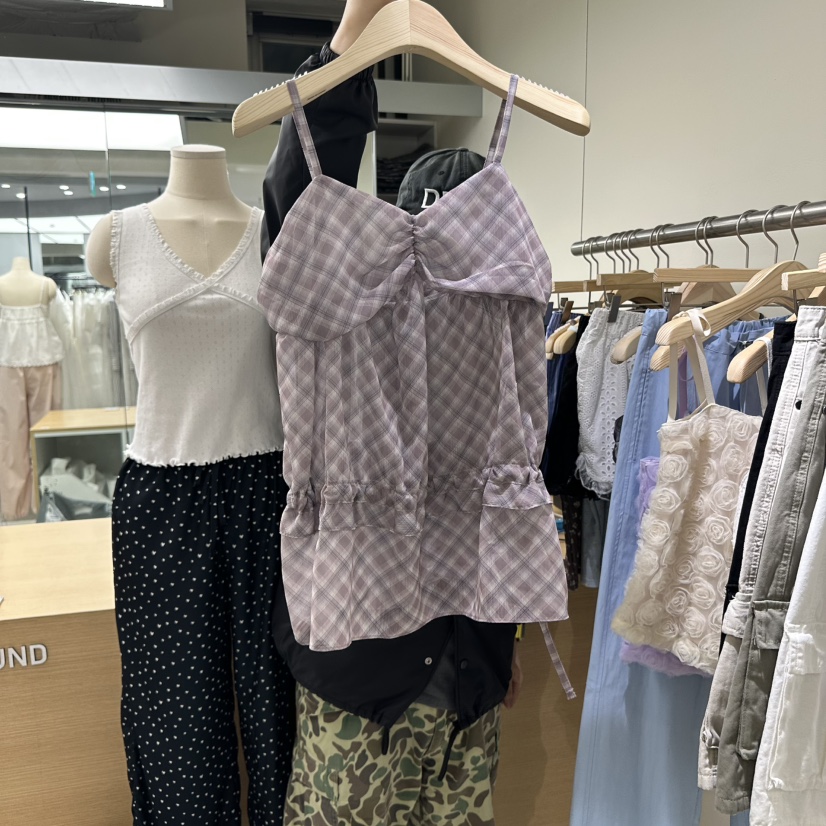 HOME GROUND韓國㊣直郵東大門代購女裝新款推薦吊帶背心雪紡緊身HOME GROUND吊帶/背心圖色1