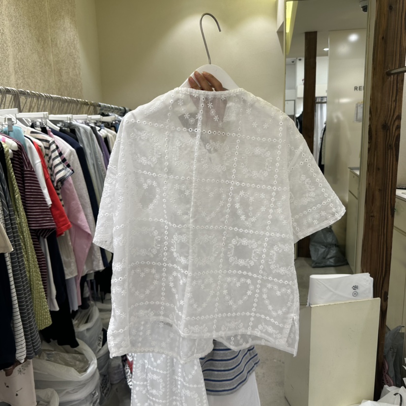 REFLAT韓國㊣直郵東大門代購女裝新品25春夏襯衫蕾絲衫荷葉邊REFLAT襯衫/蕾絲衫