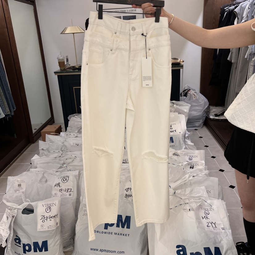 VIRKIN韓國直郵㊣東大門實拍女裝新品熱賣25春夏人氣牛仔褲VIRKIN牛仔褲圖色1