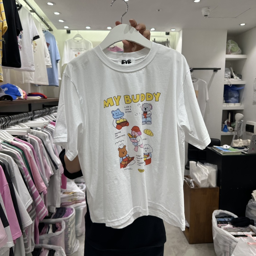 EVE東大門代購女裝新品休閑時尚職業熱賣25春夏真品推薦T恤EVET恤圖色1