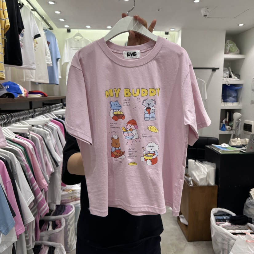 EVE東大門代購女裝新品休閑時尚職業熱賣25春夏真品推薦T恤EVET恤圖色2