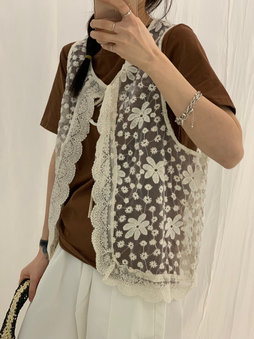 RIVER RAIN東大門實拍女裝新品時尚人氣25春夏真品馬甲蕾絲RIVER RAIN馬甲