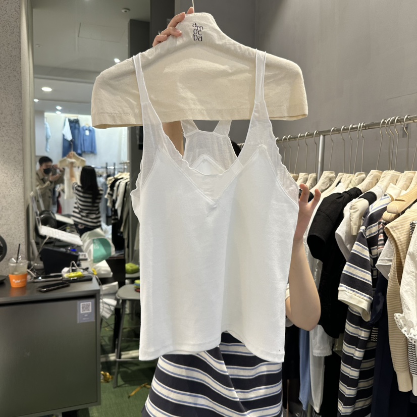 AMOEBA東大門代購女士新品職業推薦真品時尚熱賣25春夏吊帶背心AMOEBA吊帶/背心圖色1
