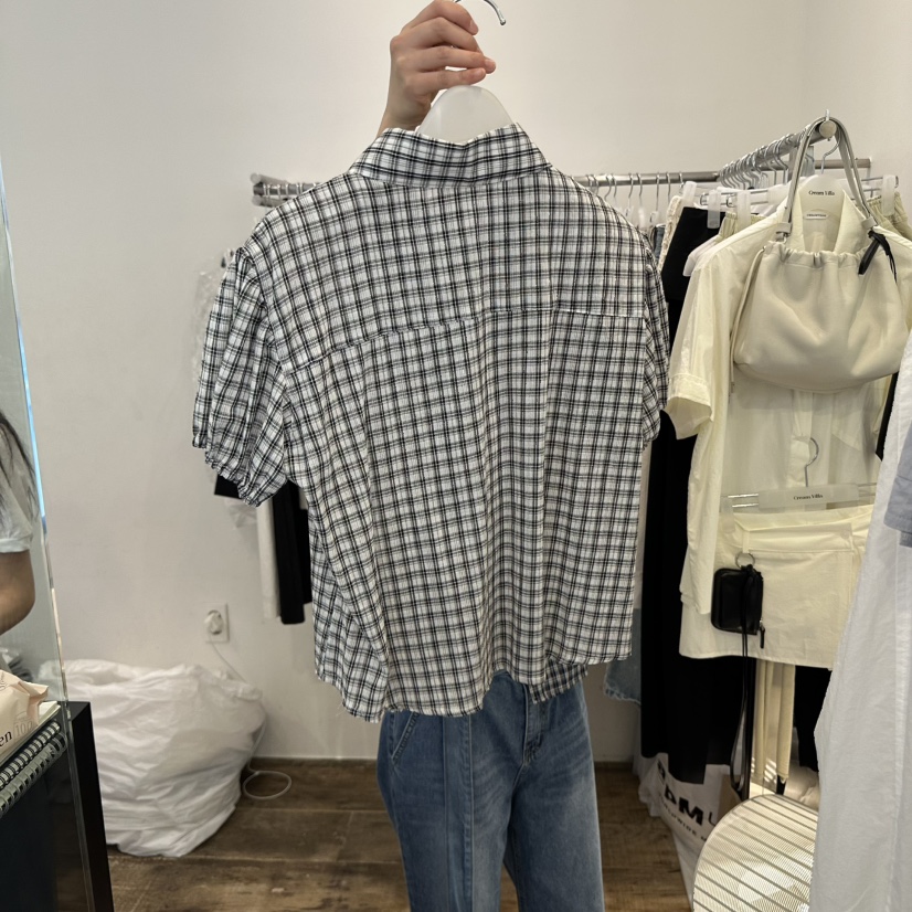 CREAM VILLA東大門代購女士新品真品襯衫蕾絲衫格紋CREAMVILLA襯衫/蕾絲衫