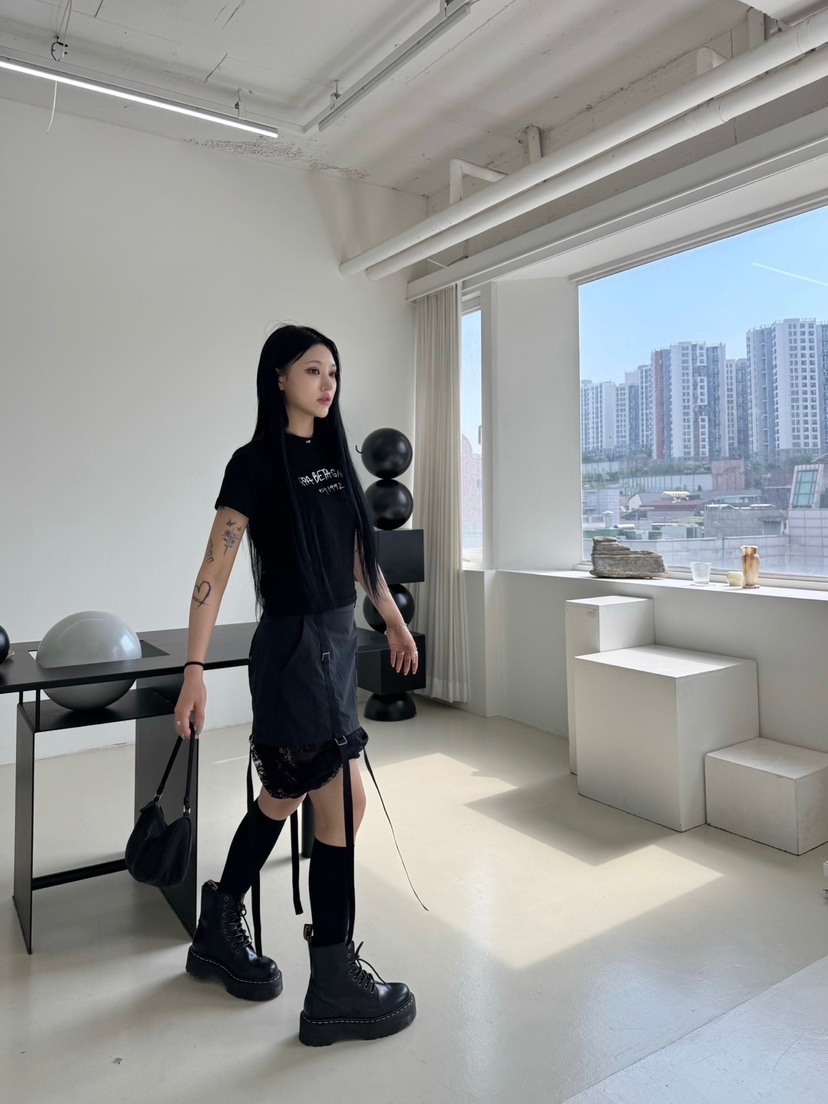 NUEUN韓國直郵女士新品休閑25春夏真品職業半身裙中短裙蕾絲NUEUN/SEEOT半身裙/中短裙