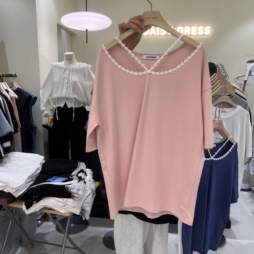 DAISY DRESS東大門直郵女士新款25春夏職業真品推薦T恤蕾絲DAISY DRESST恤圖色2