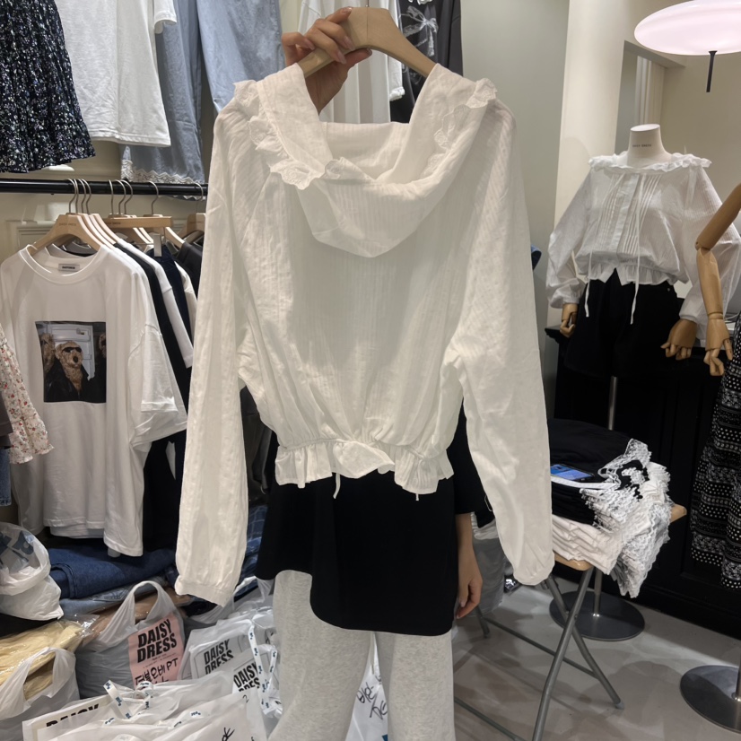 DAISY DRESS東大門實拍女裝新款25春夏人氣襯衫蕾絲衫兜帽DAISY DRESS襯衫/蕾絲衫