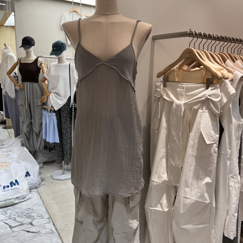 AUBE韓國代購女裝新款人氣25春夏休閑真品吊帶背心透視緊身AUBE吊帶/背心