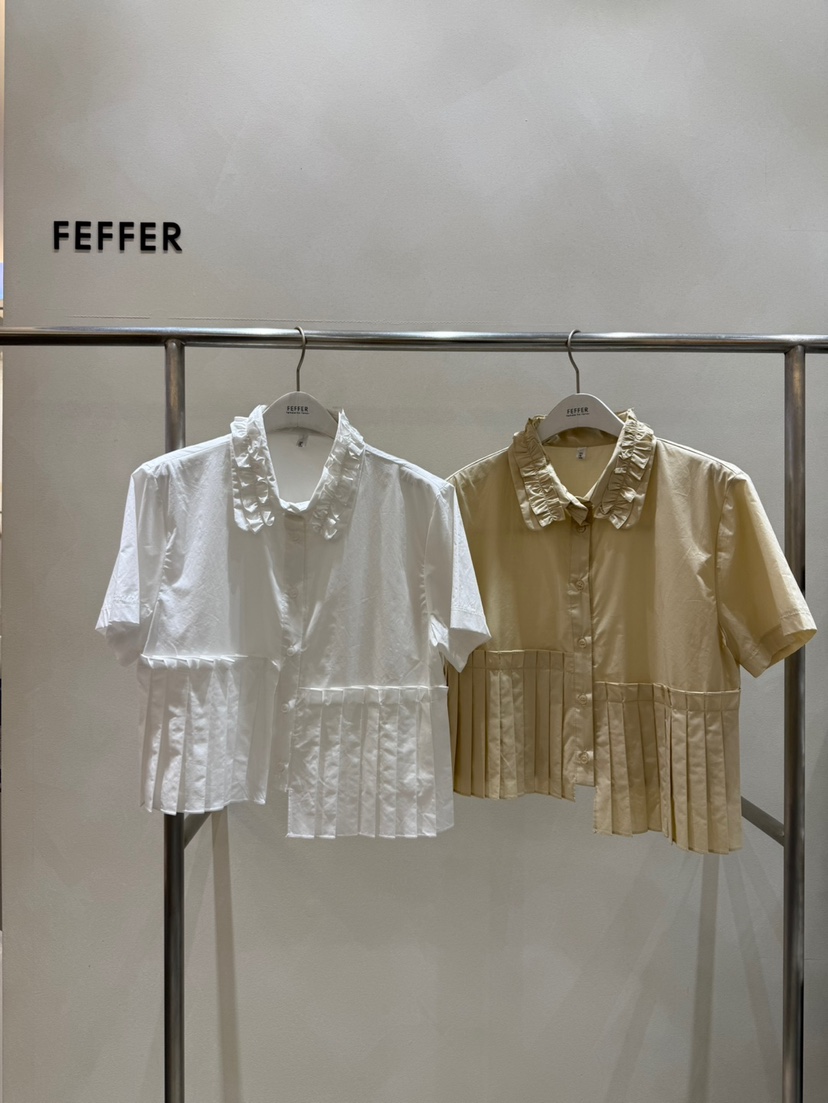 FEFFER韓國直郵女士新款25春夏推薦休閑熱賣職業襯衫蕾絲衫FEFFER襯衫/蕾絲衫