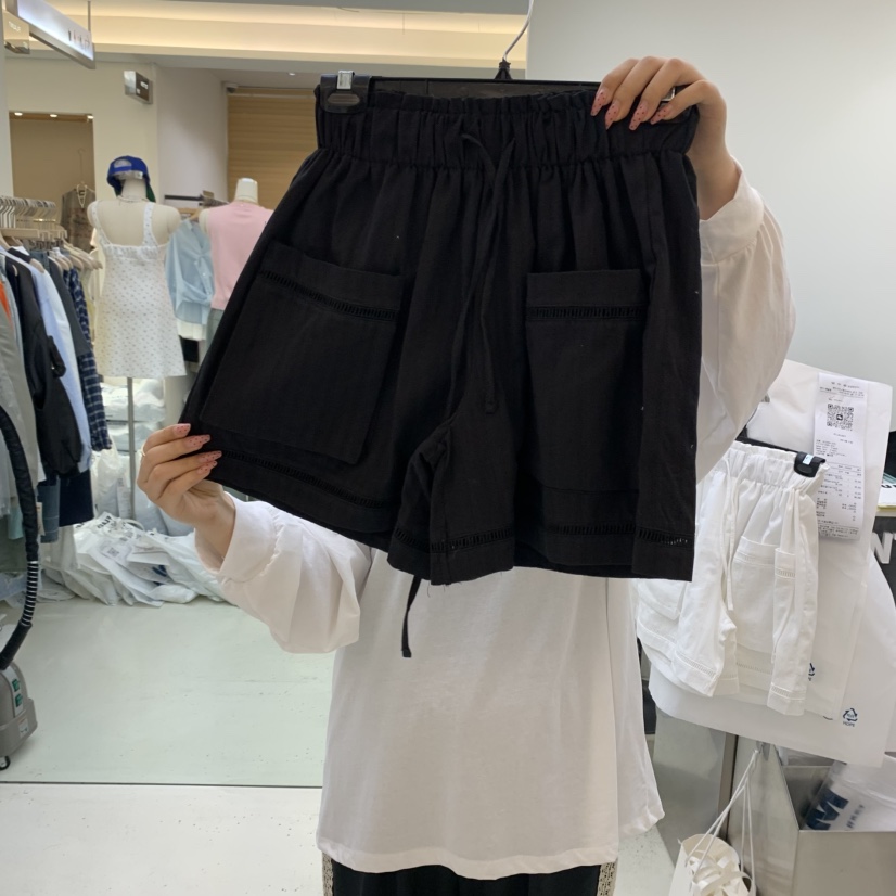 FLAUNT韓國直郵㊣東大門實拍女裝新款人氣25春夏短褲口袋蕾絲FLAUNT短褲圖色2