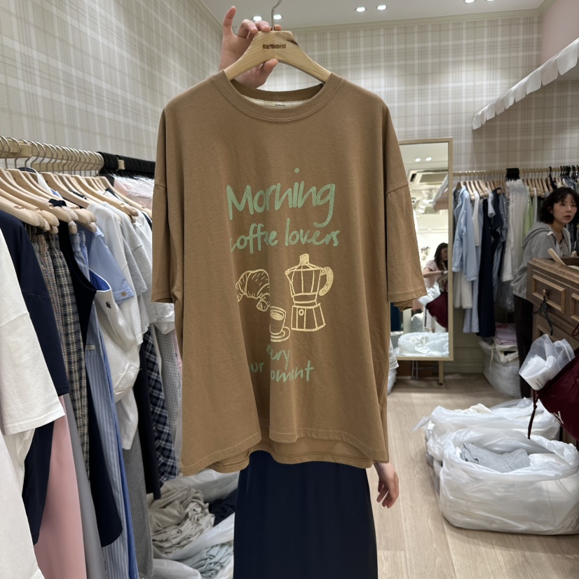 OURMOMENT韓國直郵㊣女裝新品熱賣人氣25春夏推薦休閑時尚T恤OURMOMENTT恤圖色2