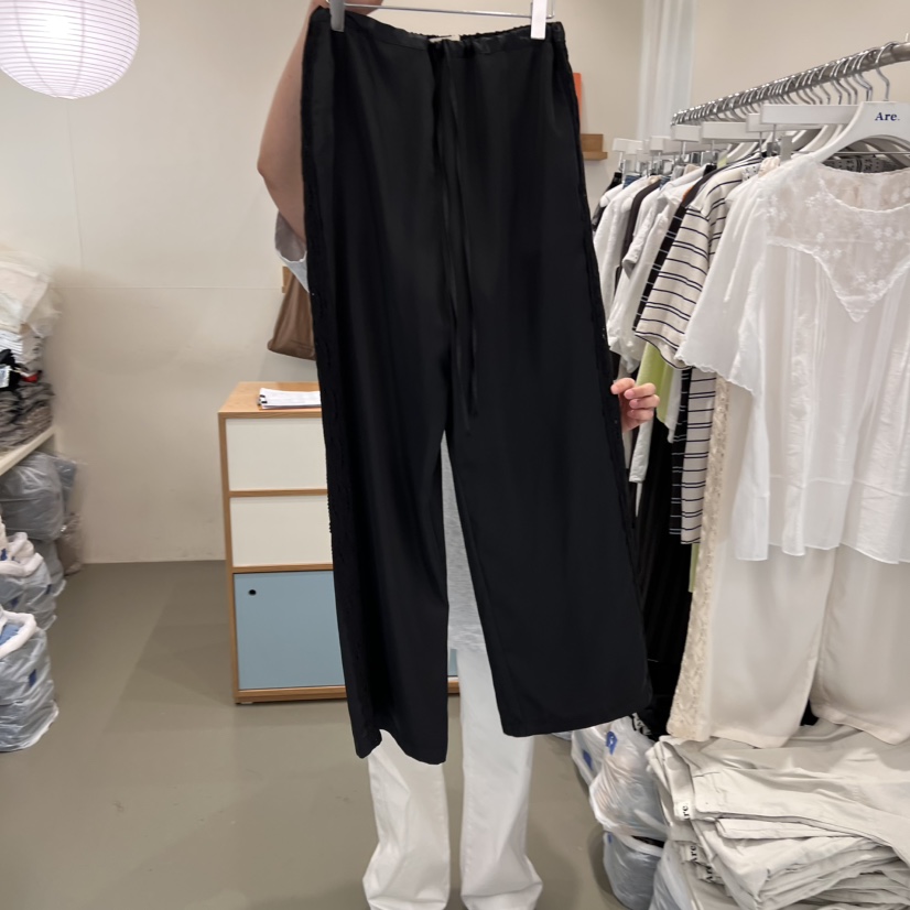ARE韓國直郵㊣東大門實拍女裝新品熱賣25春夏休閑休閑褲蕾絲ARE YOU/ARE休閑褲圖色2
