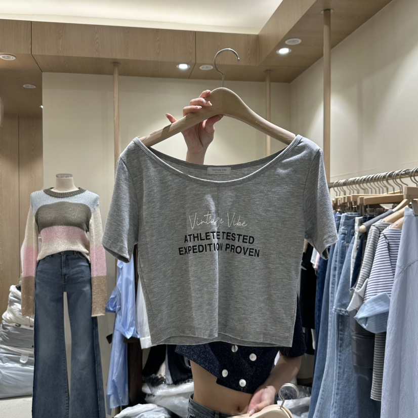 VINTAGE VIBE韓國㊣直郵東大門代購女裝新款人氣休閑T恤復古VINTAGE VIBET恤圖色2